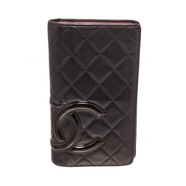 Chanel Black Leather Bifold Long Wallet