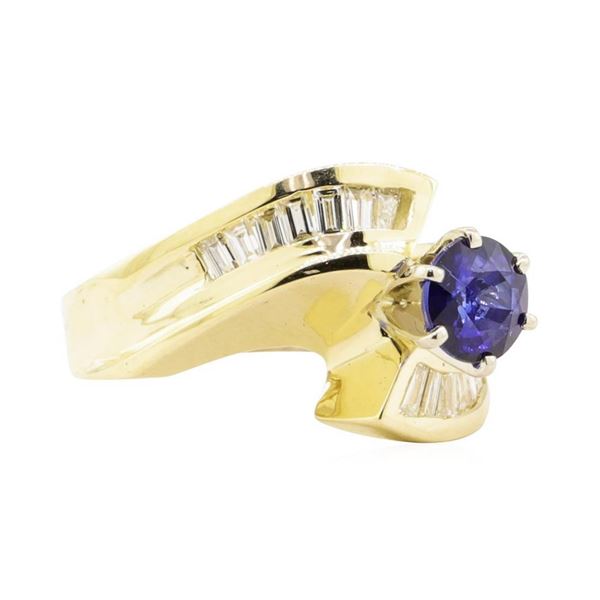 1.51 ctw Blue Sapphire And Diamond Ring - 14KT Yellow Gold