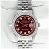 Image 3 : Rolex Mens Stainless Steel Red String Diamond 36MM Datejust Wristwatch With Role