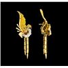 Image 2 : 0.28 ctw Diamond Earrings - 18KT Yellow Gold with Rhodium Plating