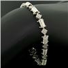 Image 2 : 14K White Gold 7.25" 1.30 ctw Round Diamond Cluster & Ribbed Link Tennis Bracele