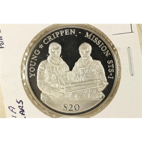 2000 LIBERIA SILVER PROOF $20 YOUNG-CRIPPEN-
