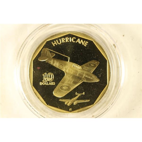 1991 MARSHALL ISLANDS (HURRICANE) BRASS $10