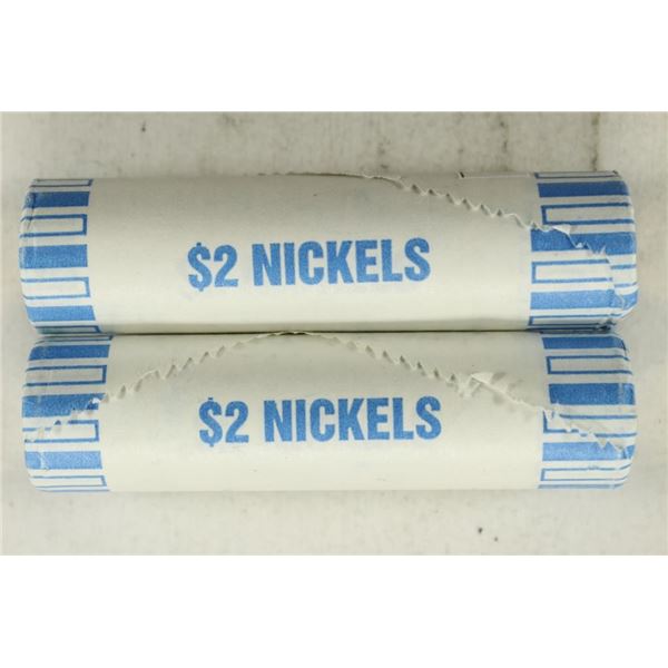 2-$2 ROLLS OF 2010-P JEFFERSON NICKELS BU