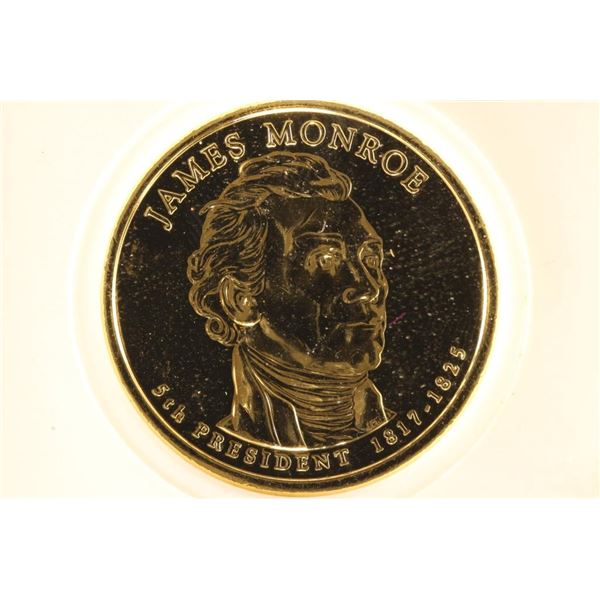 2008 24KT GOLD ENRICHED JAMES MONROE DOLLAR
