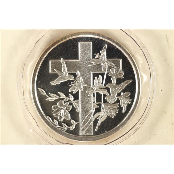 1 TROY OZ .999 FINE SILVER PROOF ROUND ''CROSS''