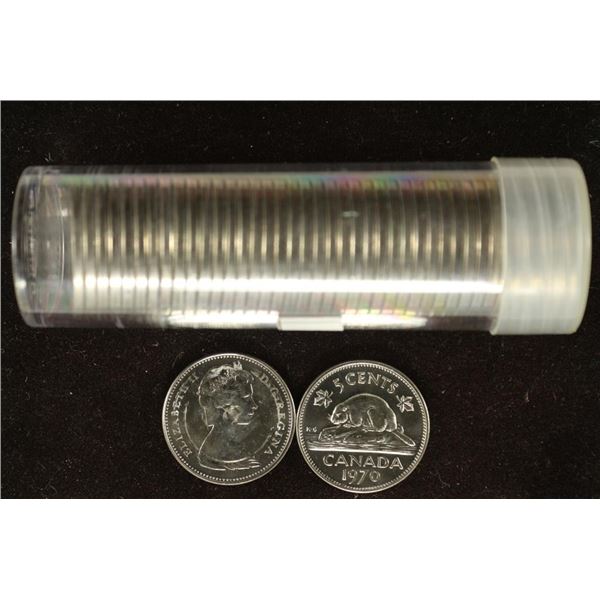 ROLL OF 42-1970 CANADA FIVE CENTS BRILLIANT UNC