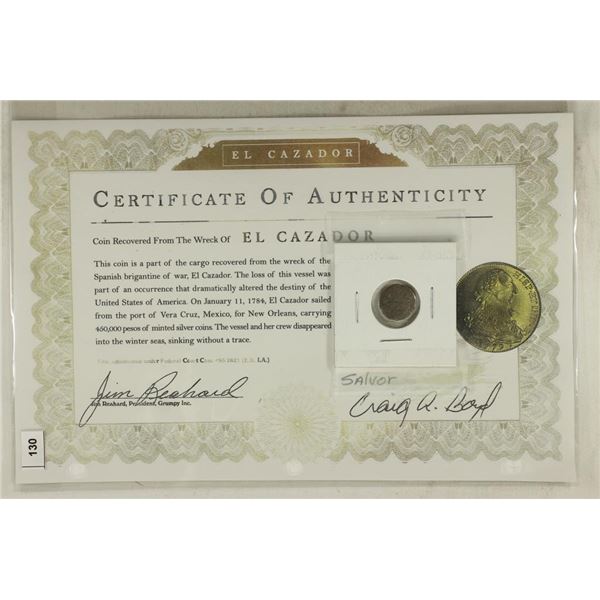 TREASURE COIN RECOVERED FROM THE WRECK OF