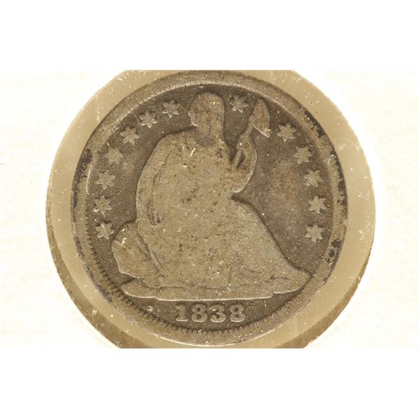 1838 SEATED LIBERTY HALF DIME