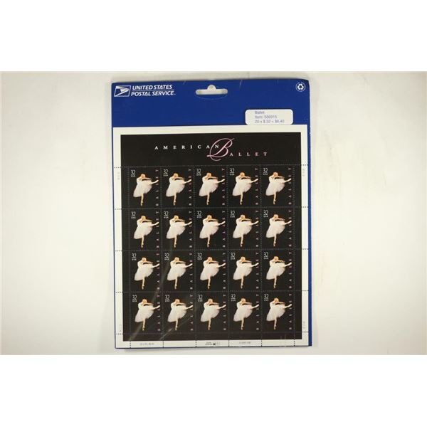 USPS SHEET OF 20-32 CENT AMERICAN BALLET