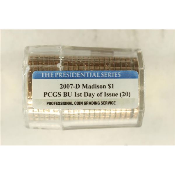 PCGS ROLL OF 20-2007-D MADISON DOLLARS BU
