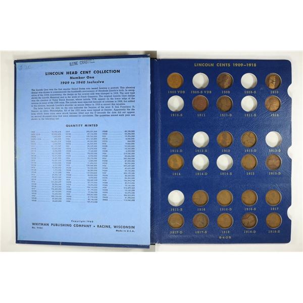 LINCOLN CENTS 1909-1940 ALBUM INCLUDES 73 COINS