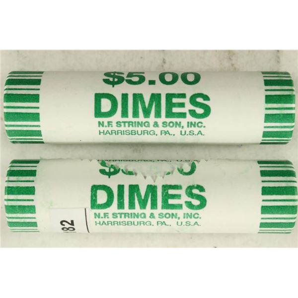 2-$5 ROLLS OF 2009-D ROOSEVELT DIMES BRILLIANT UNC