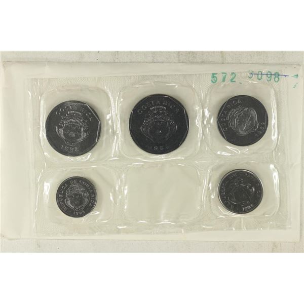 1984/1992 COSTA RICA 5 COIN UNC SET