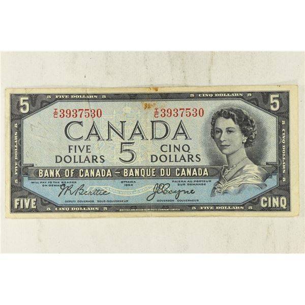 1954 CANADA $5 BILL (DEVILS HEAD)