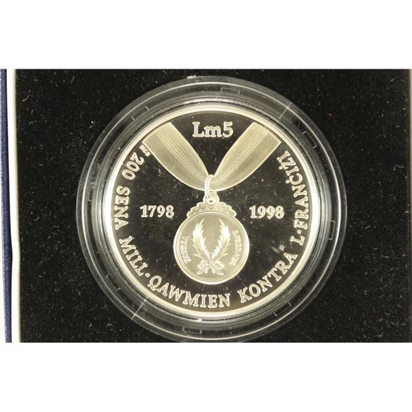 1998 MALTA SILVER PROOF 200 SENA, 200TH