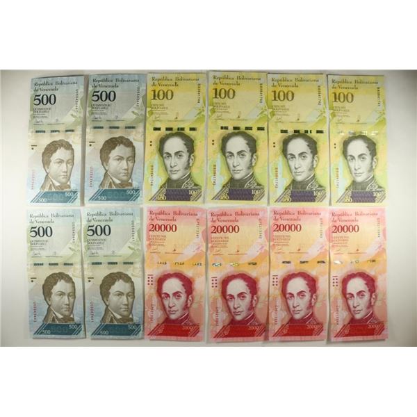 12 PIECES 2017 CRISP UNC VENEZUELA CURRENCY
