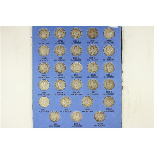 27 ASSORTED 1937-1945 MERCURY DIMES ALL DIFFERENT