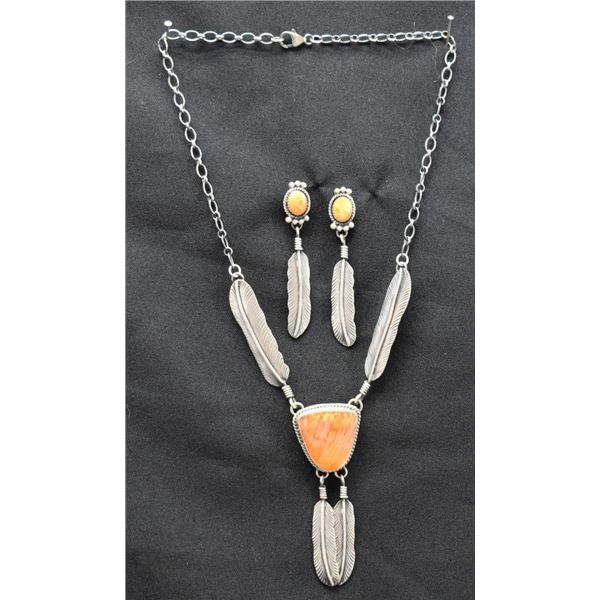 NAVAJO INDIAN NECKLACE AND EARRINGS