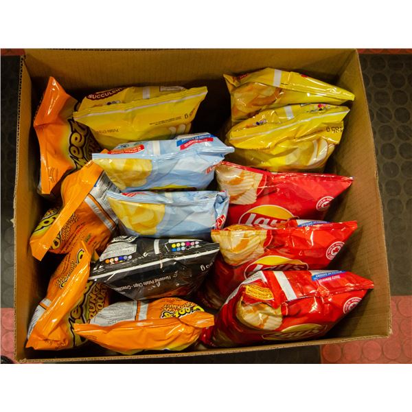 BOX LOT OF BRAND NAME POTATO CHIPS