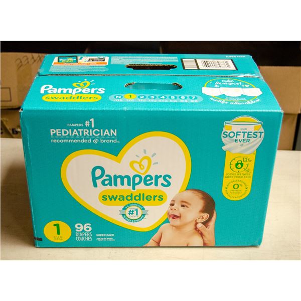 PAMPERS SWADDLERS CASE OF 96 DIAPERS