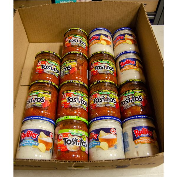 FLAT OF BRAND NAME SALSA  AND DIP LOT