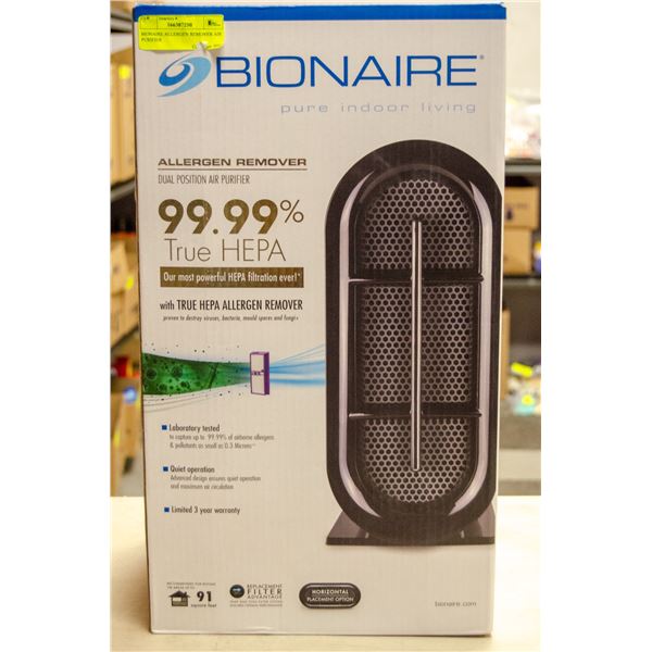 BIONAIRE ALLERGEN REMOVER AIR PURIFIER