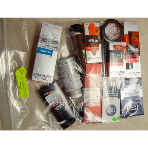 BAG LOT OF MENS SKIN CARE AND SHAVING PRODUCTS