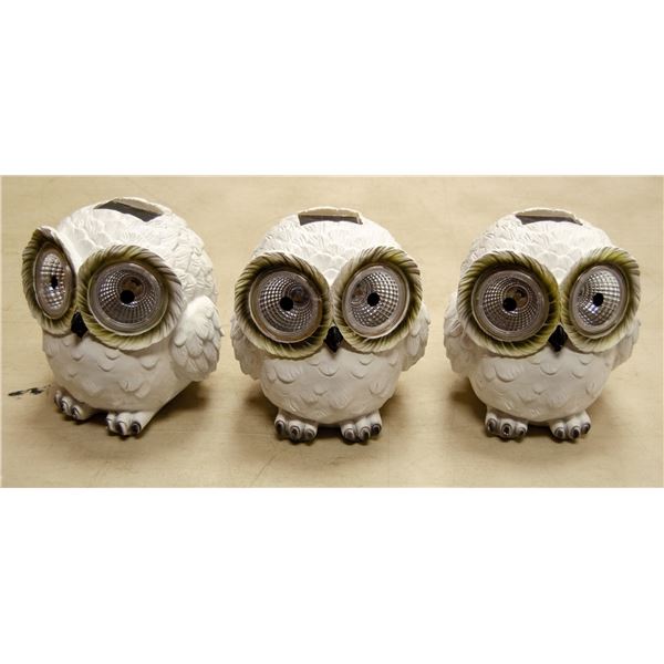 LOT OF 3 SOLAR POWERED OWLS