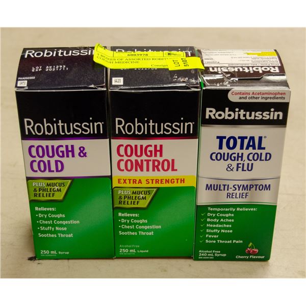 3 BOXES OF ASSORTED ROBITUSSIN COUGH MEDICINE