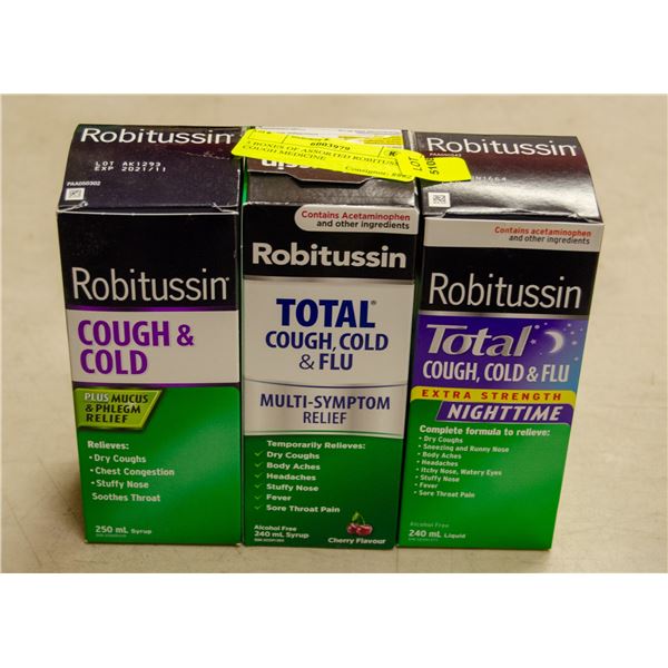 3 BOXES OF ASSORTED ROBITUSSIN COUGH MEDICINE