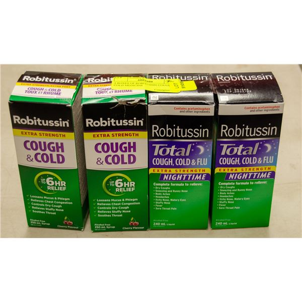 4 BOXES OF ROBITUSSIN COUGH & COLD MEDICINE