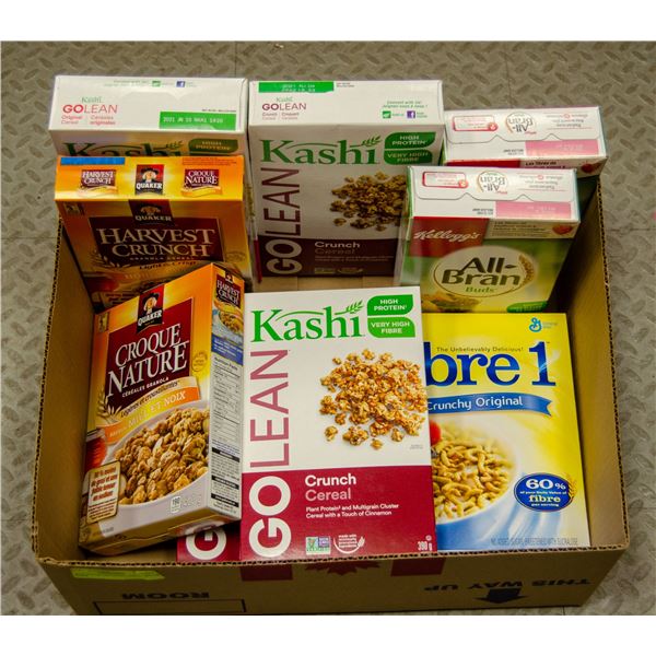 BOX LOT OF ASSORTED CEREAL & MORE