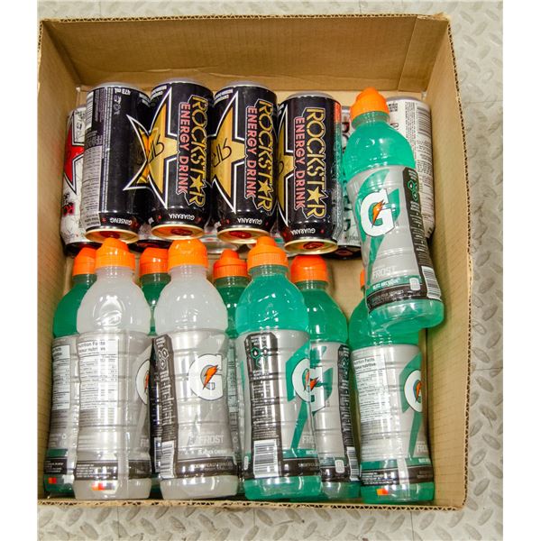 BOX OF GATORADE & ROCKSTAR ENERGY