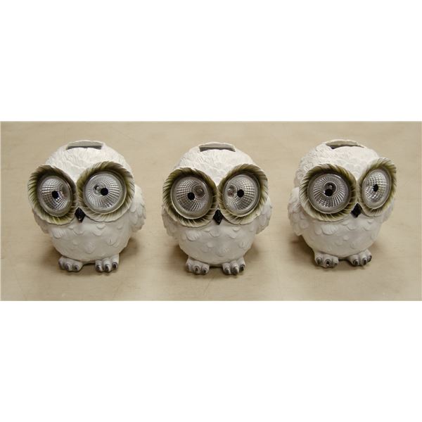 LOT OF 3 SOLAR POWERED OWLS