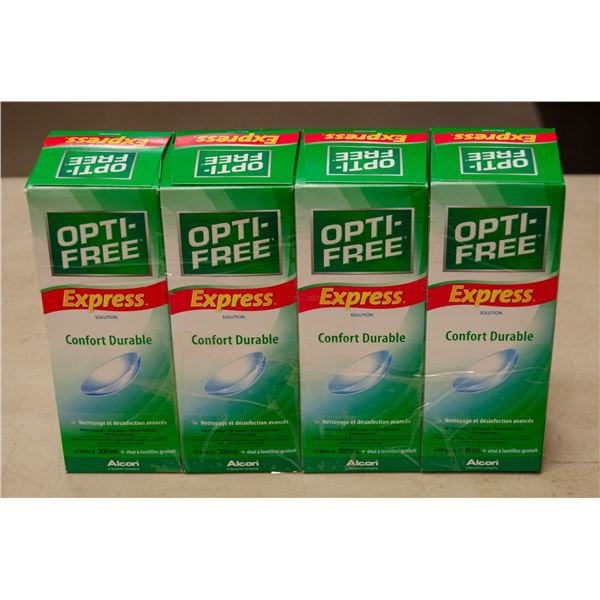 4 BOXES OF OPTI FREE EXPRESS LENS CLEANER SOLUTION