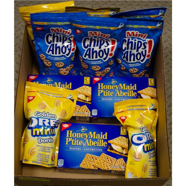 BOX LOT OF ASSORTED BRAND COOKIES & WAFERS