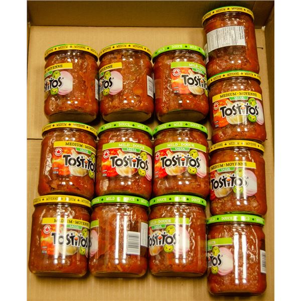 12 JARS OF ASSORTED MILD & MEDIUM TOSTITOS SALSA