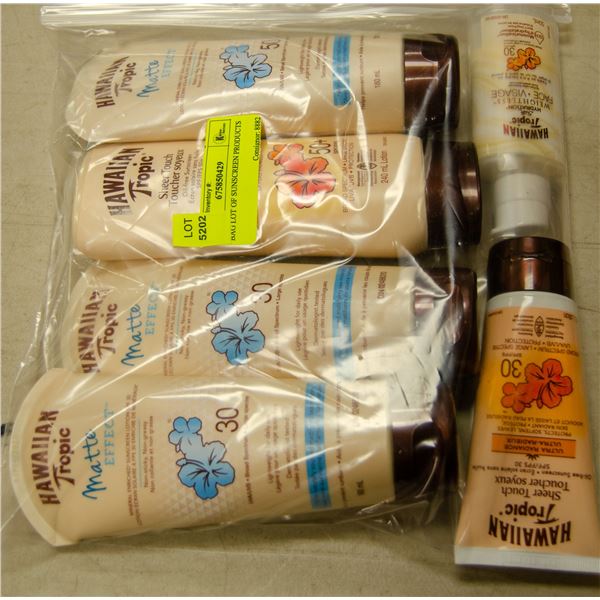 BAG LOT OF SUNSCREEN PRODUCTS
