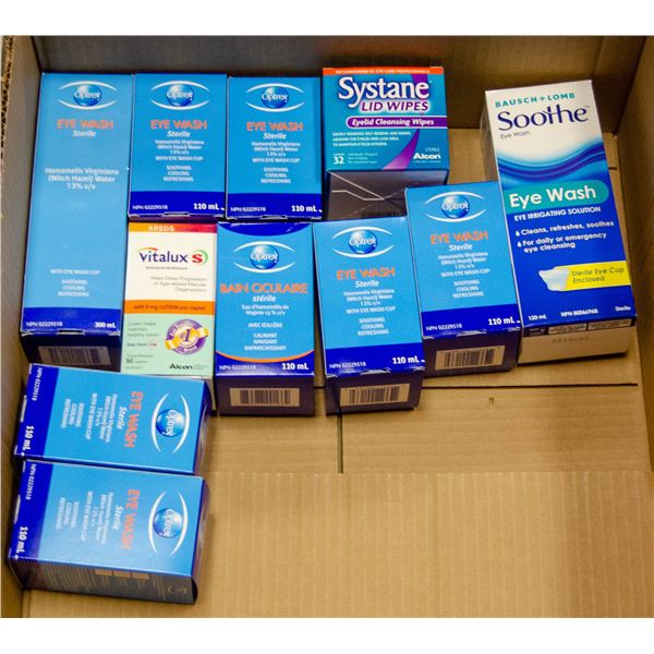 FLAT LOT OF BRAND NAME EYE CARE PRODUCTS