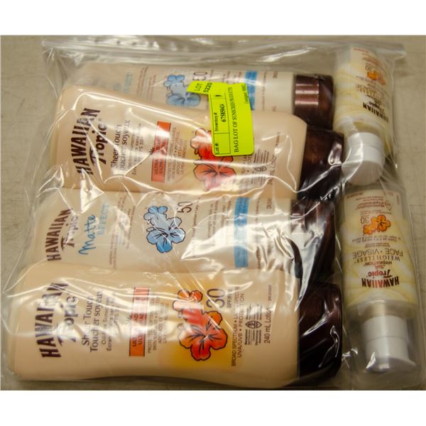 BAG LOT OF SUNSCREEN PRODUCTS