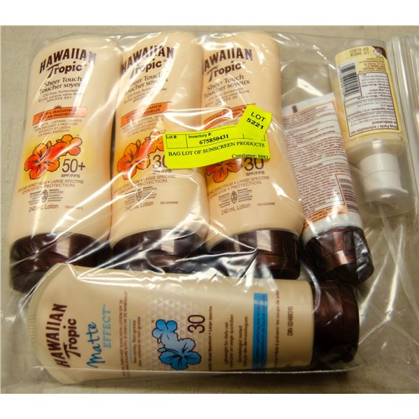 BAG LOT OF SUNSCREEN PRODUCTS