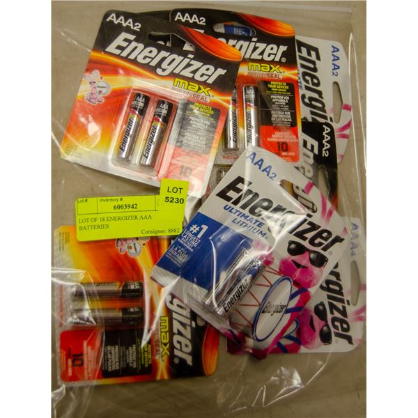 LOT OF 18 ENERGIZER AAA BATTERIES