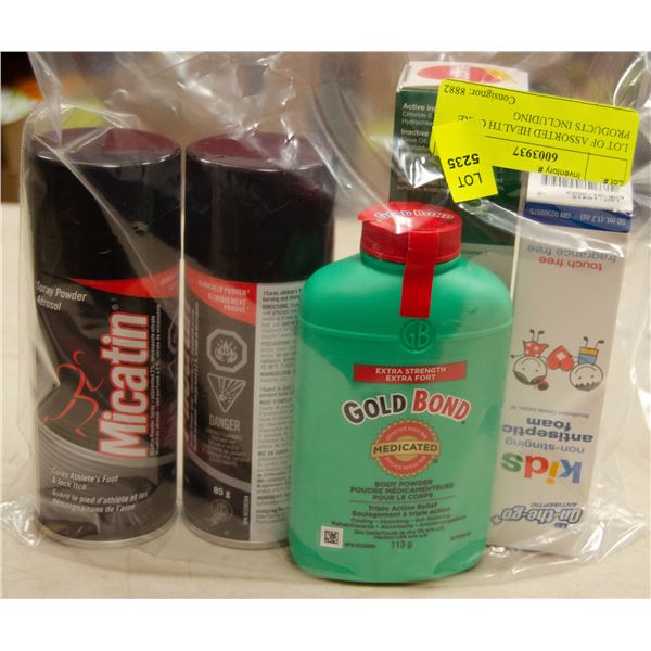 LOT OF ASSORTED HEALTH CARE PRODUCTS INCLUDING