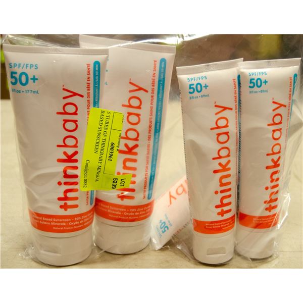 5 TUBES OF THINKBABY MINERAL BASED SUNSCREEN