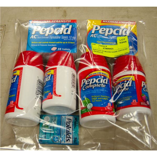 BAG LOT OF BRAND NAME ANTACID PRODUCTS