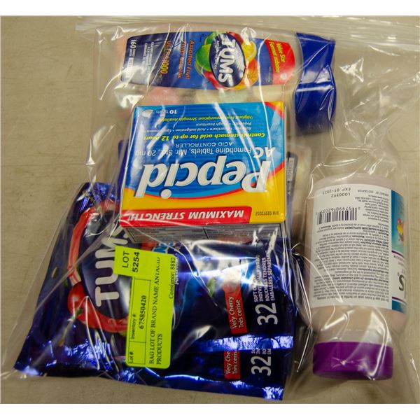 BAG LOT OF BRAND NAME ANTACID PRODUCTS