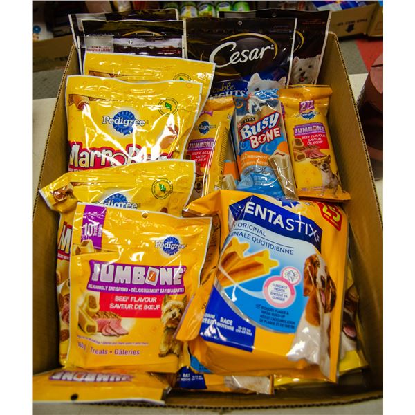 FLAT LOT OF BRAND NAME DOG TREATS