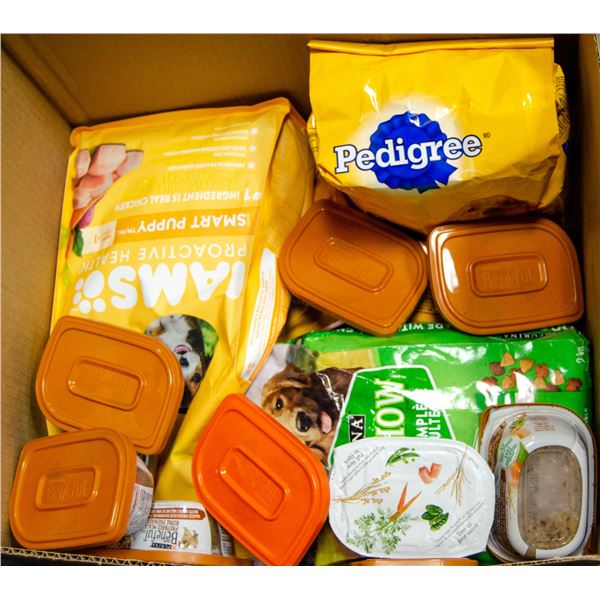 BOX LOT OF BRAND NAME DOG FOOD