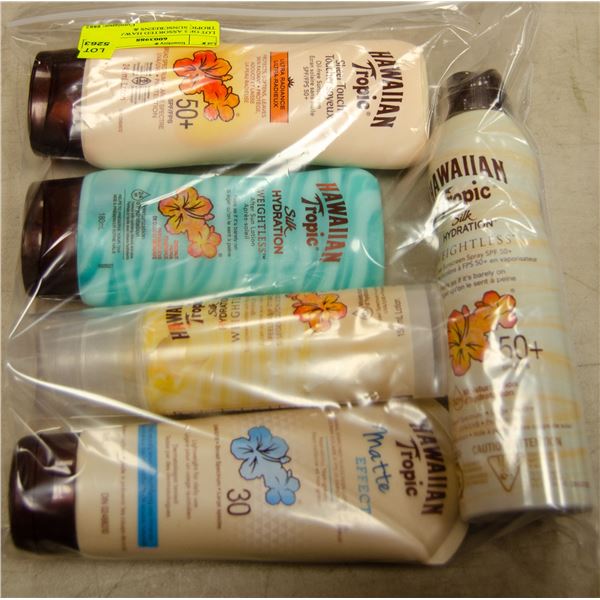 LOT OF 5 ASSORTED HAWAIIAN TROPIC SUNSCREENS &